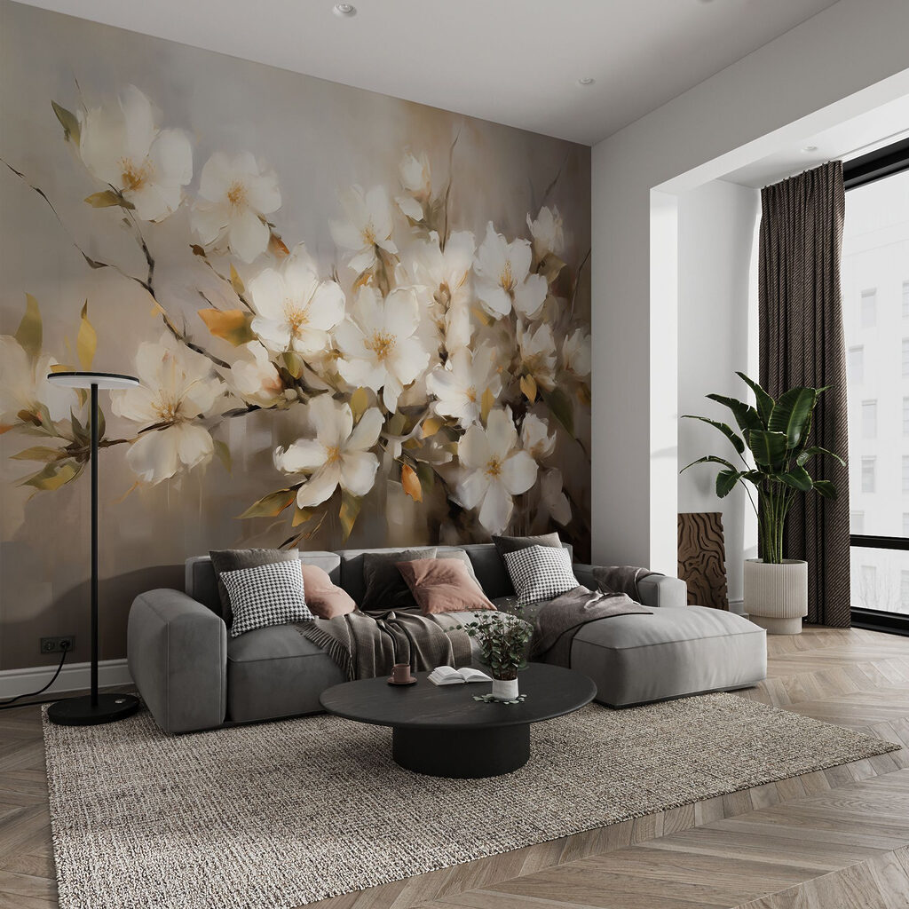 Painting of white flowers Painting of white flowers