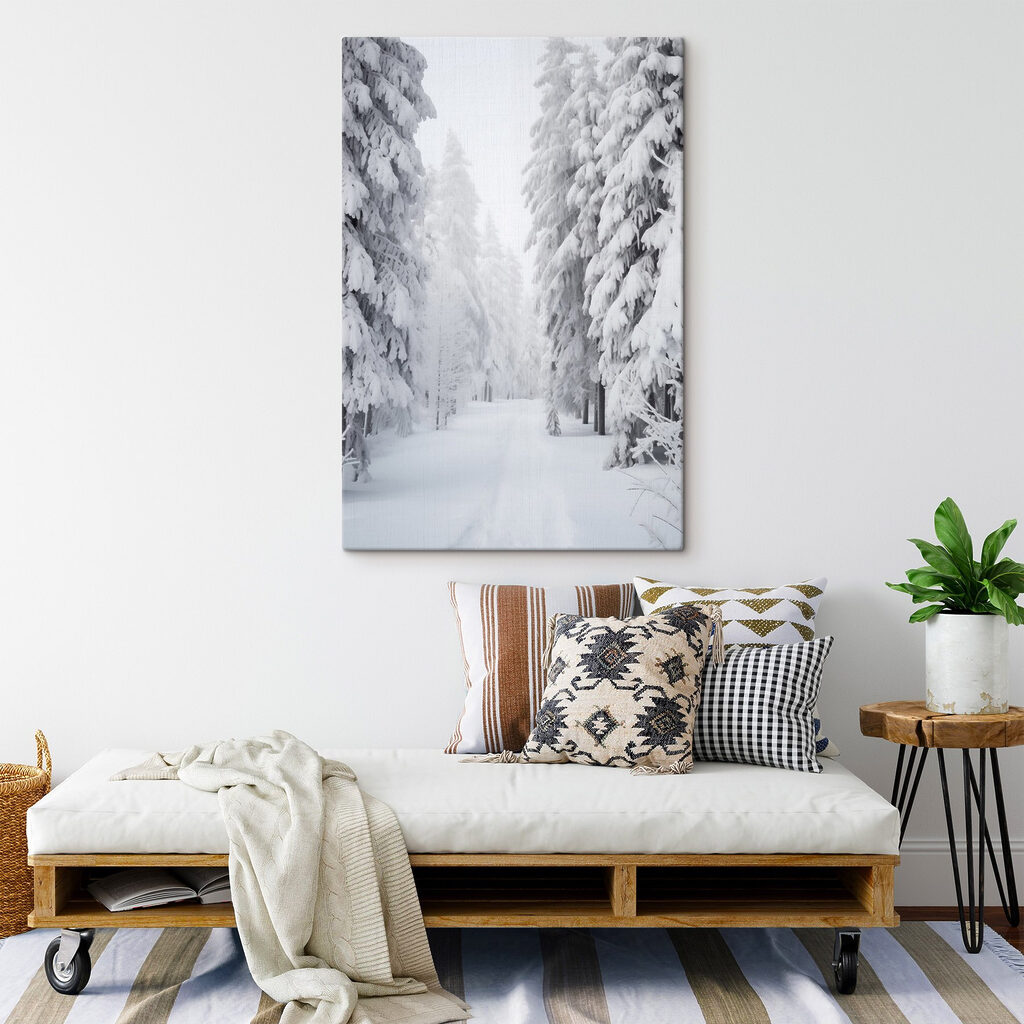 Snowy path with trees