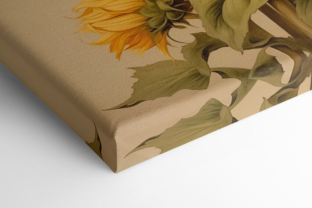 Painting of sunflowers on a white background