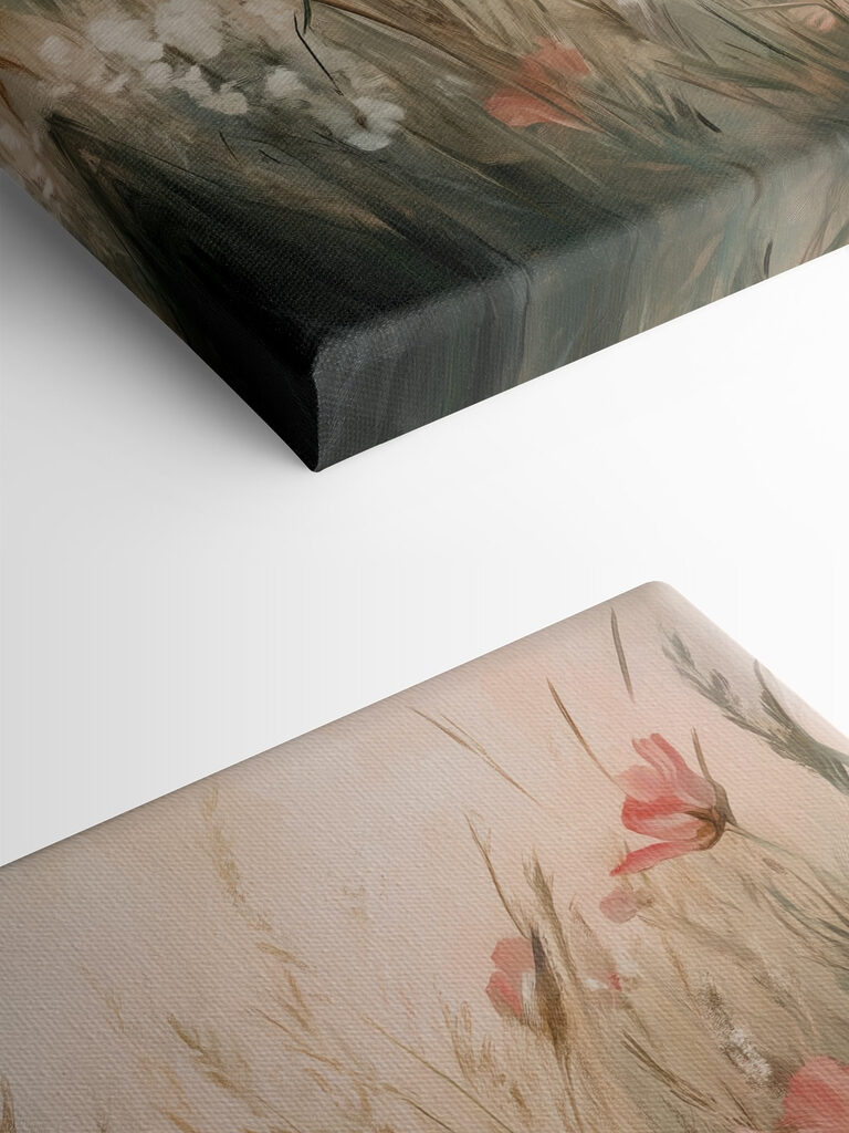 Painting of flowers in a field