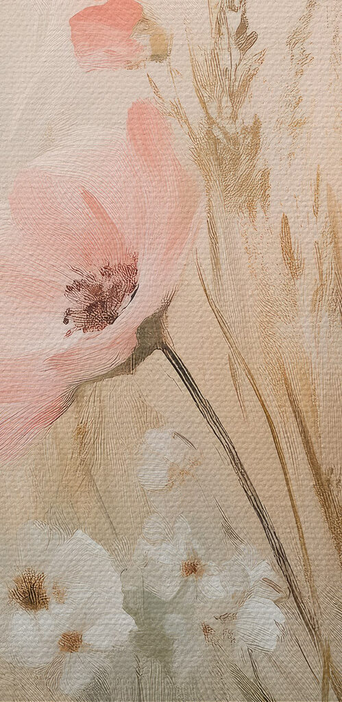 Painting of flowers in a field