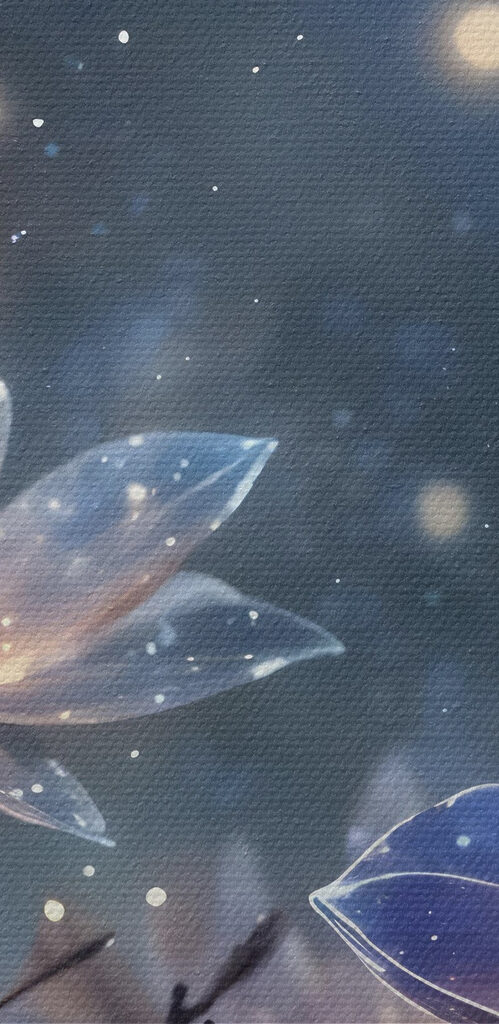 Group of flowers with glowing lights on them