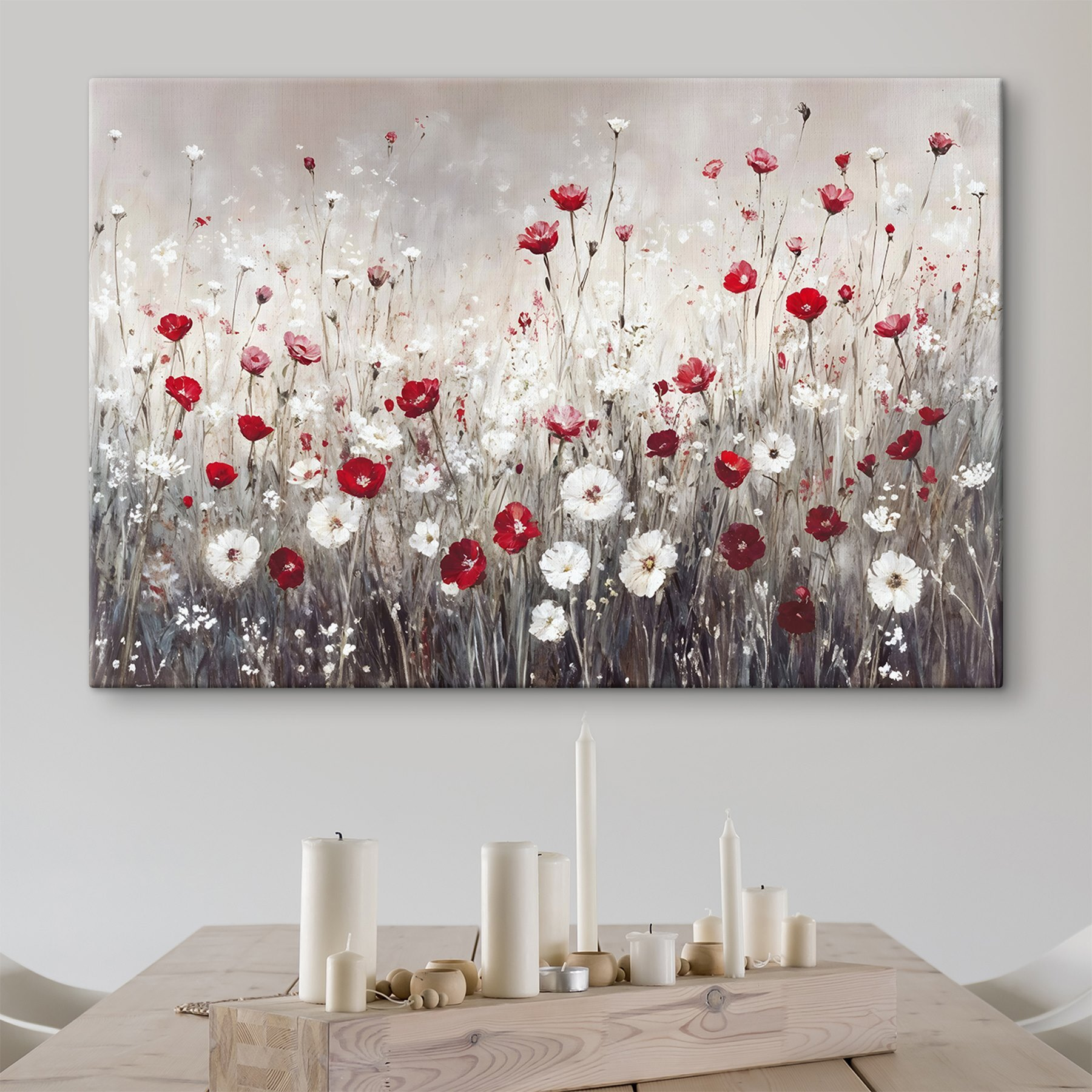 Painting of red and white flowers