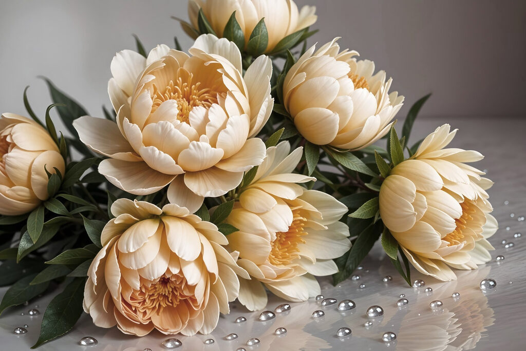 Group of flowers on a table