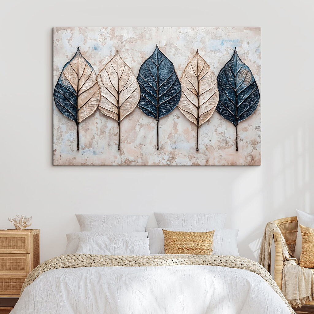 Row of leaves on a marble surface Row of leaves on a marble surface