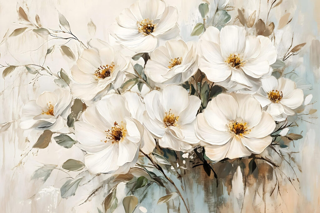 Painting of white flowers