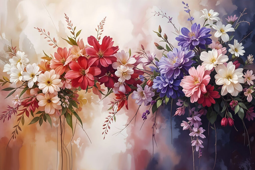 Group of colorful flowers