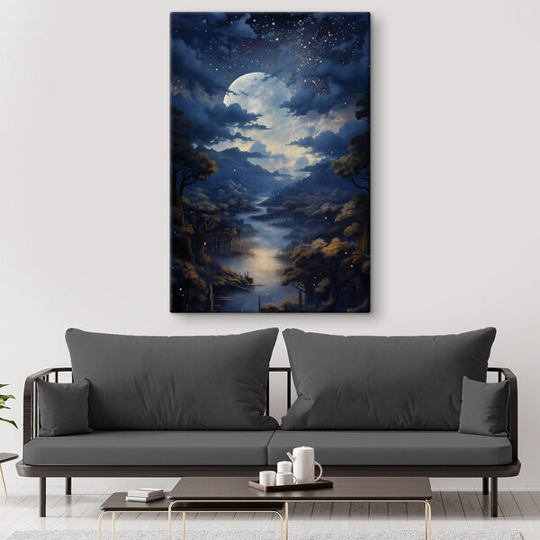 Hold a folyó felett Vászonképek Hold a folyó felett