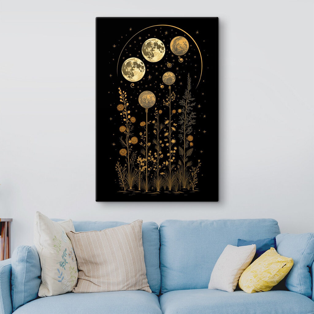 Moon phases in a black background