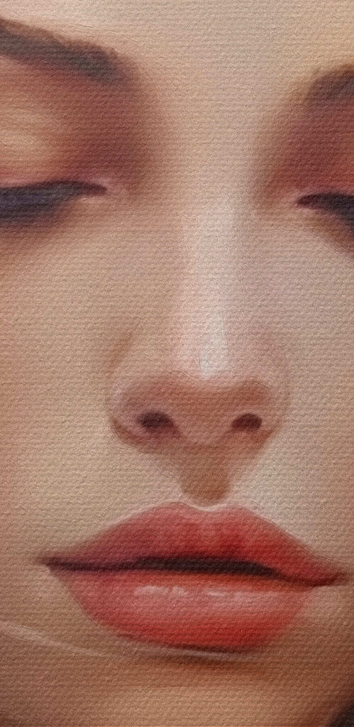 Painting of a woman with flowers in her hair Painting of a woman with flowers in her hair