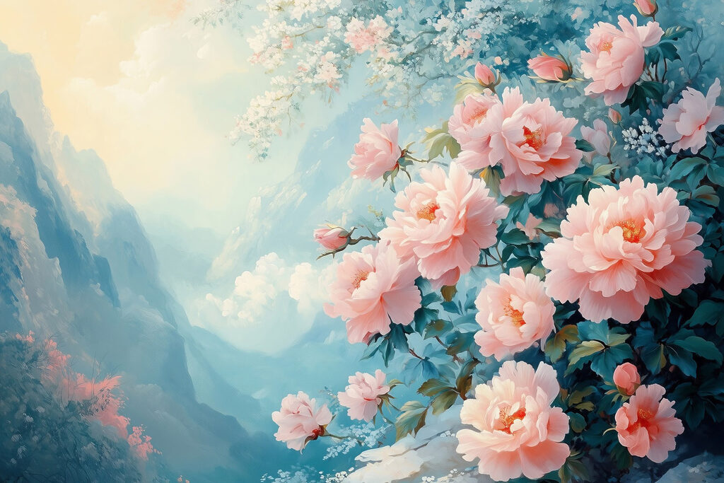 Painting of pink flowers Painting of pink flowers