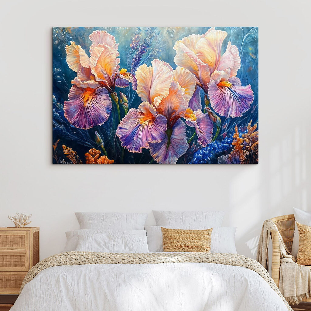 Painting of flowers with yellow and purple petals Painting of flowers with yellow and purple petals
