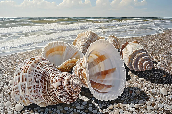 Seashells on a beach