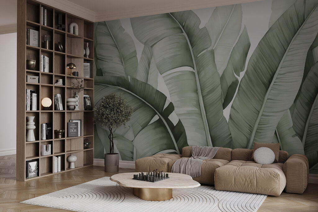 Lush green leaves in gentle waves