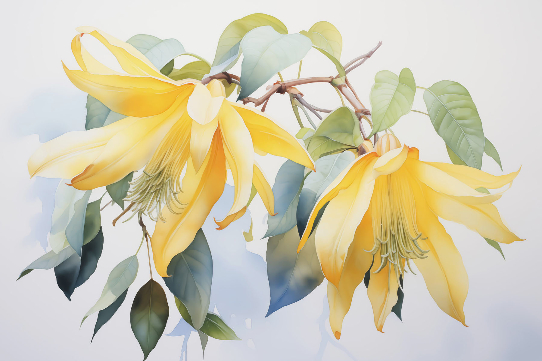 Yellow flowers on a branch