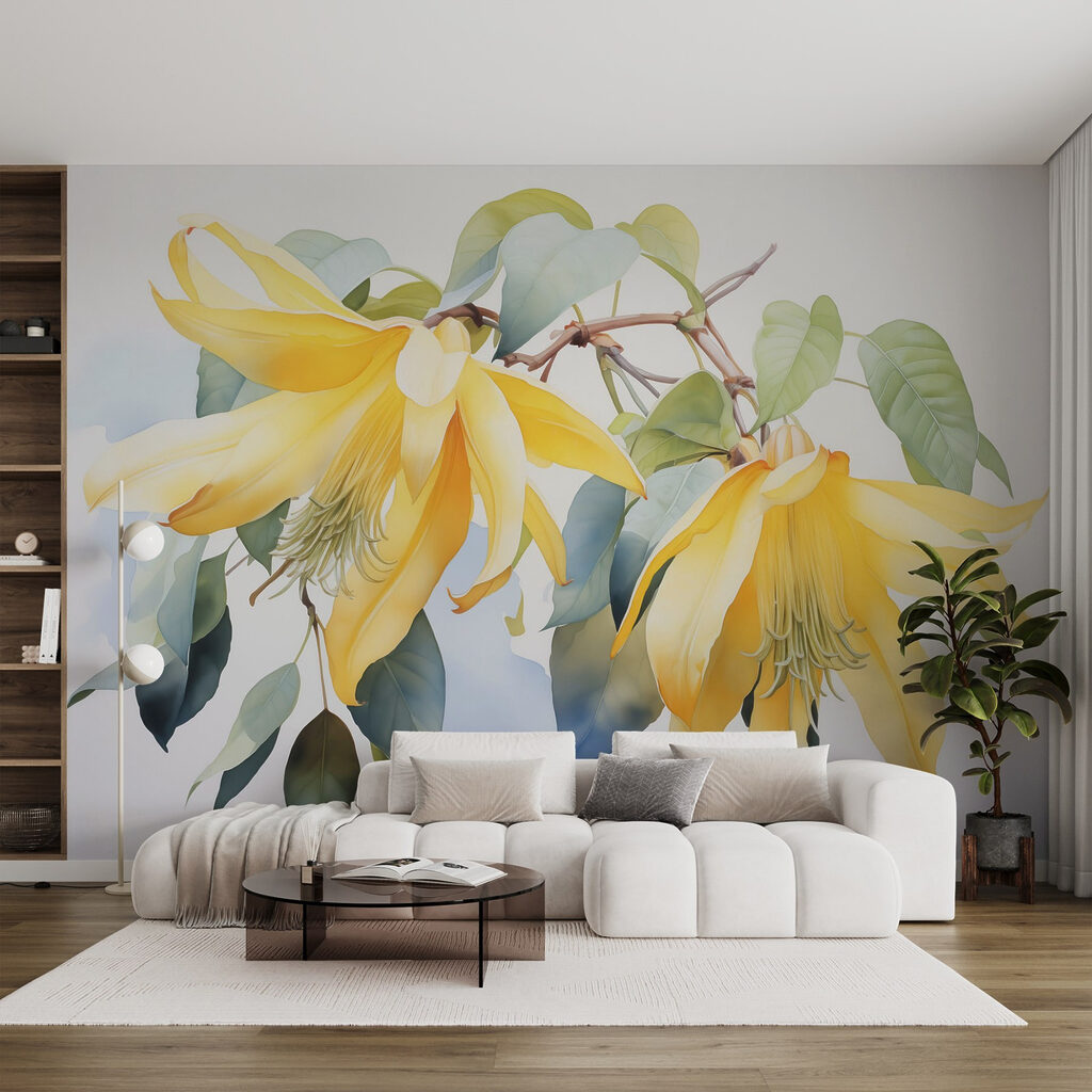 Yellow flowers on a branch