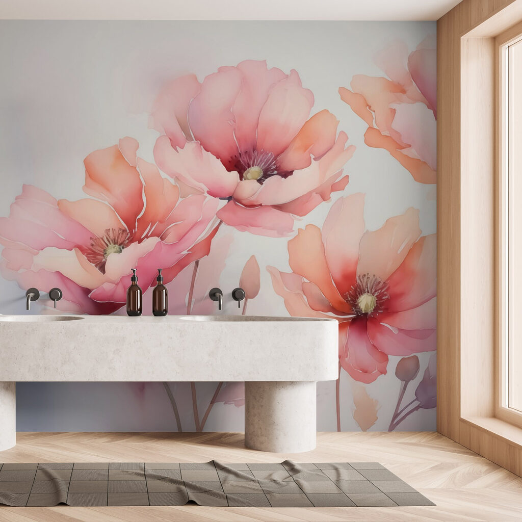 Painting of flowers on a white background Painting of flowers on a white background