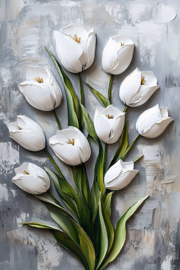 Fehér tulipánok festése Fehér tulipánok festése