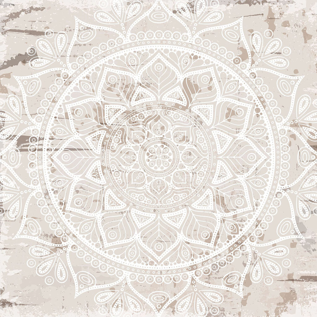 Fehér mandala barna felületen Fehér mandala barna felületen