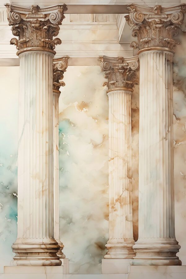 Group of white pillars Group of white pillars