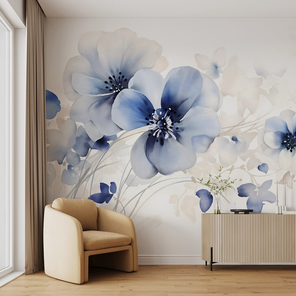 Painting of flowers on a white background Painting of flowers on a white background