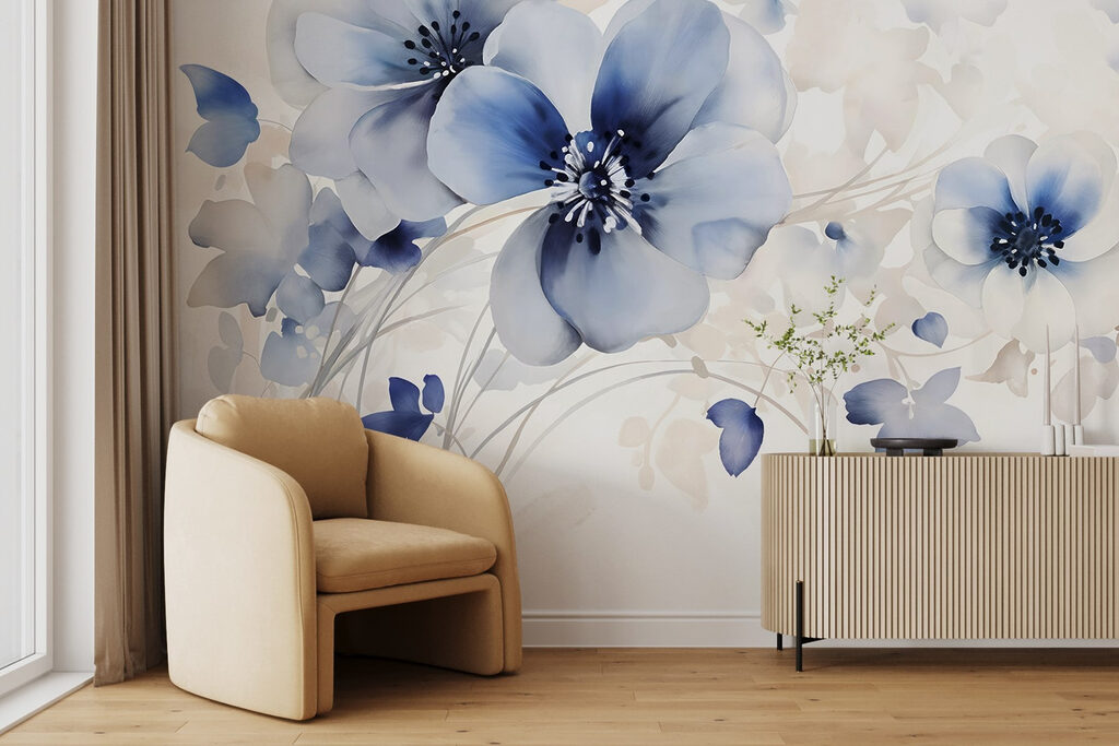 Painting of flowers on a white background Painting of flowers on a white background