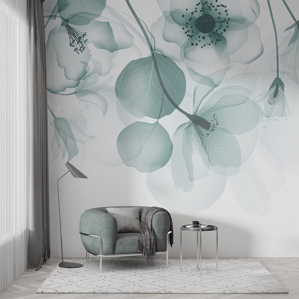 Transparent flowers with leaves