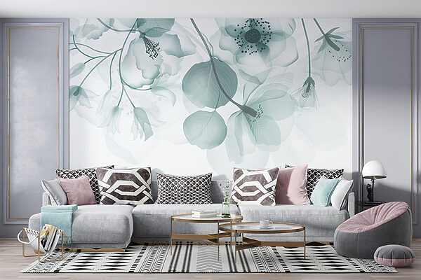 Transparent flowers with leaves