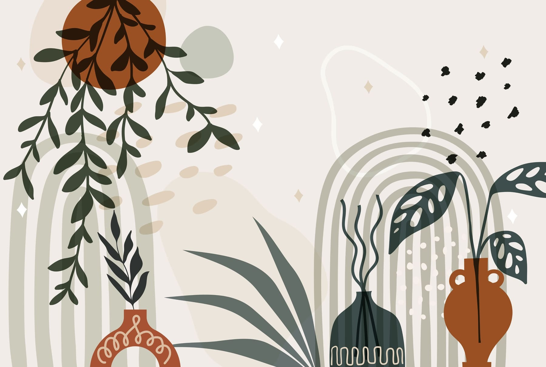 Graphic of a plant and potted plants