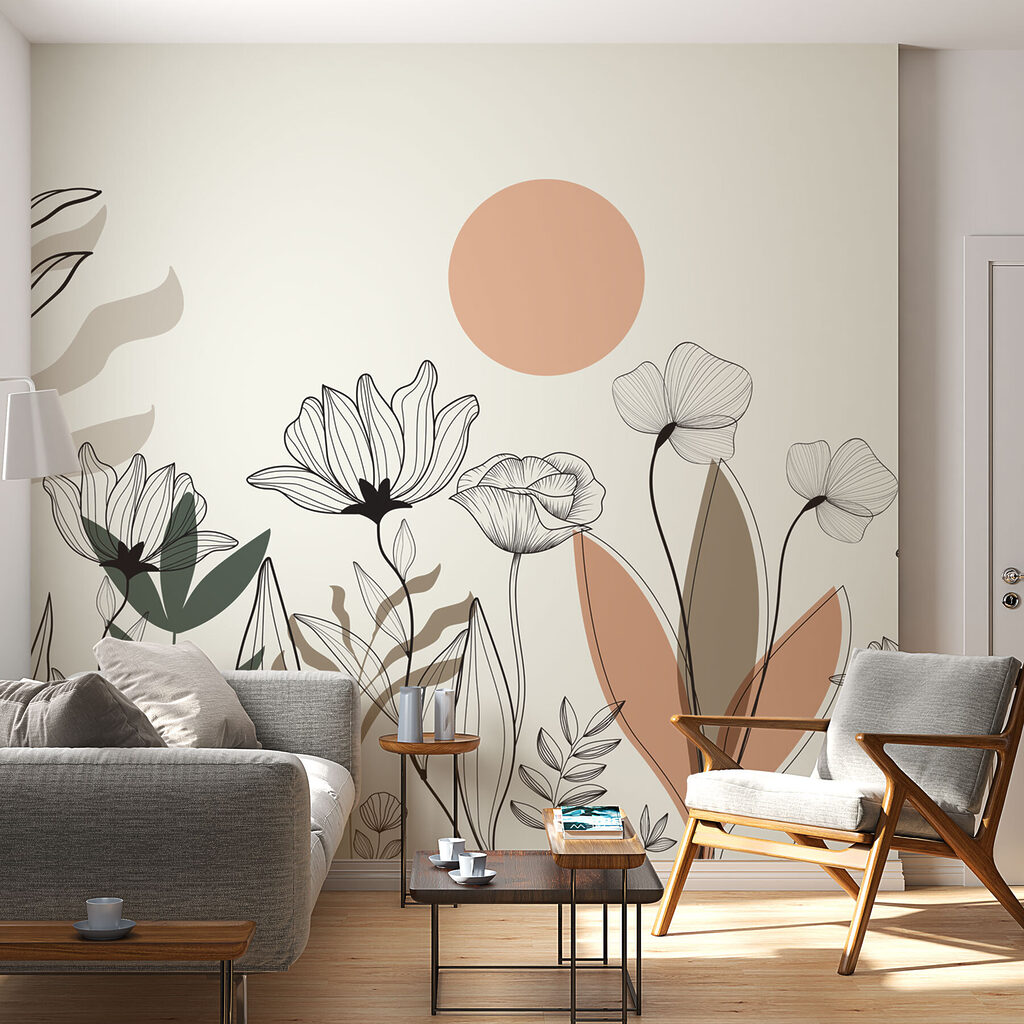 Drawing of flowers and leaves