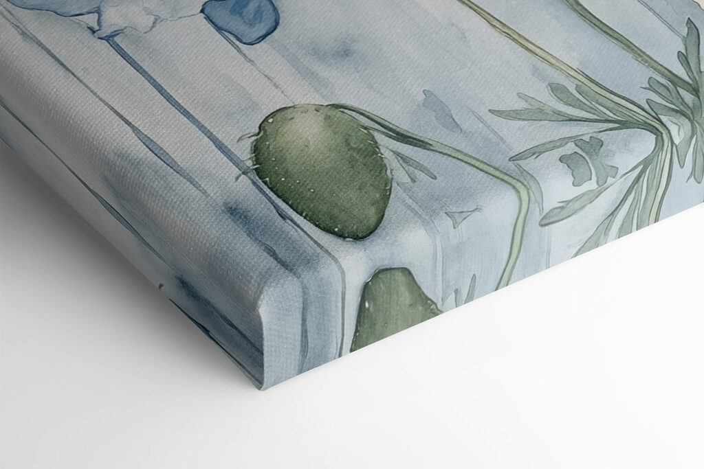 Painting of flowers on a blue background