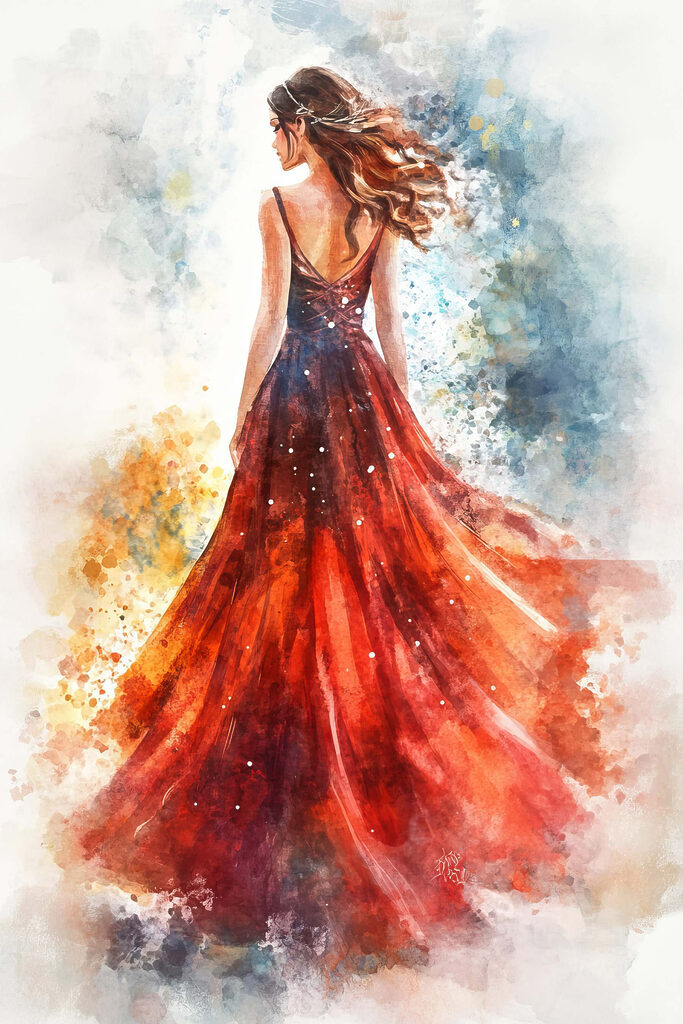 Woman in a red dress