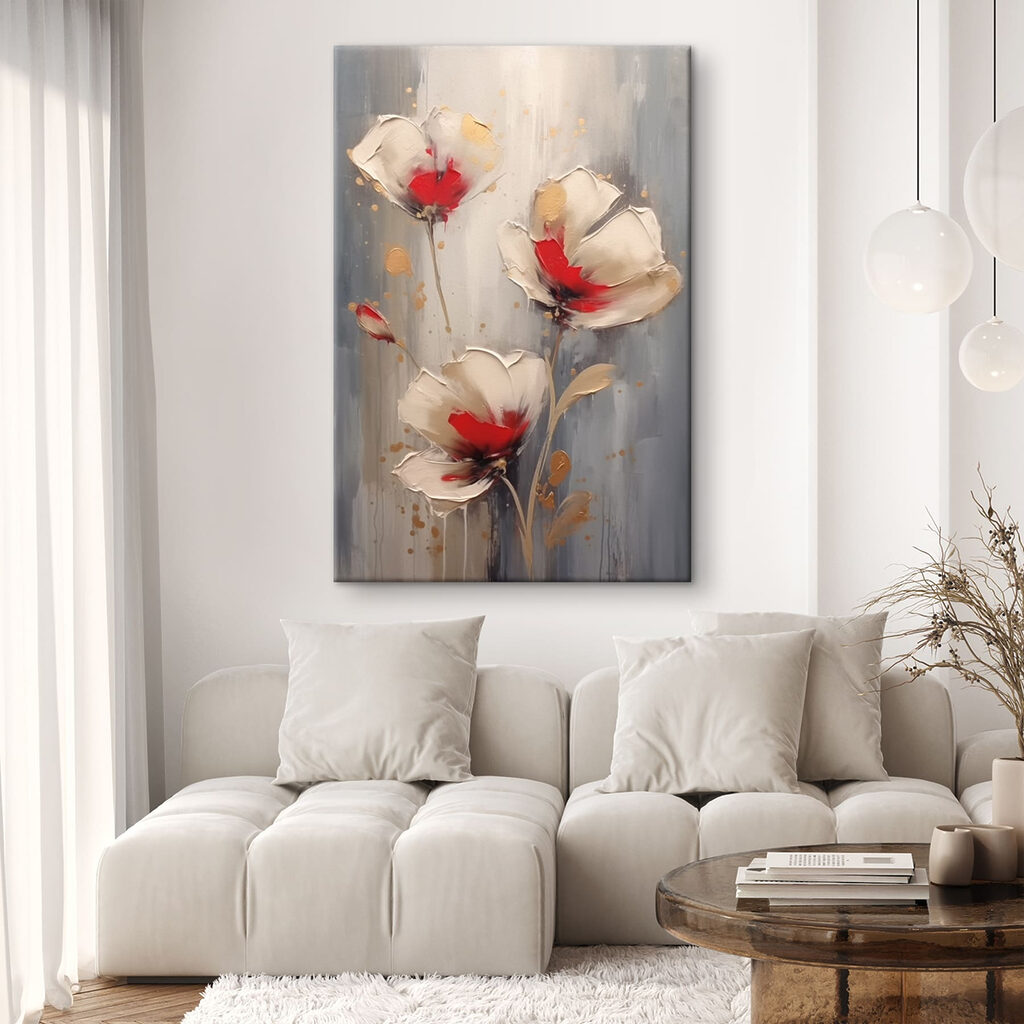 Painting of flowers on a grey background