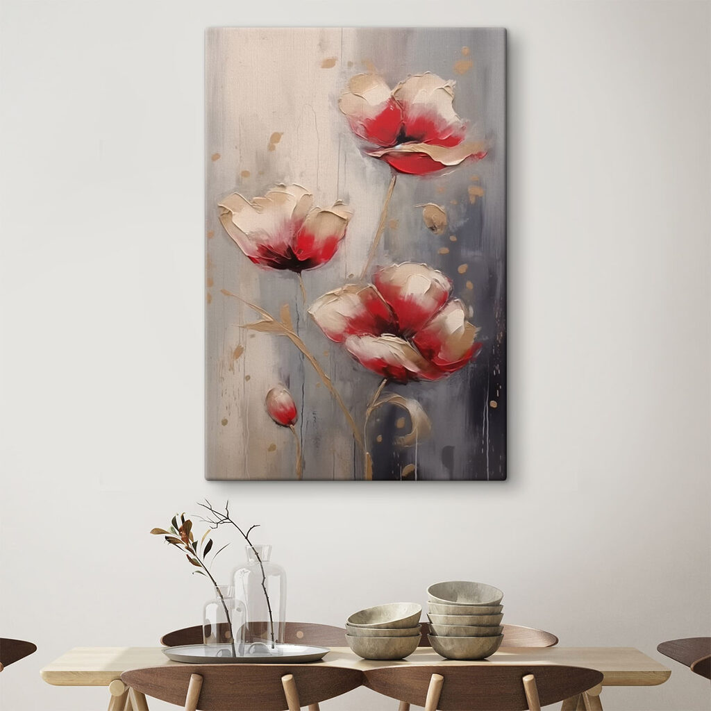 Painting of flowers on a grey background