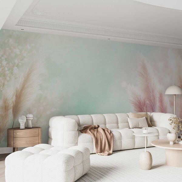 Soft pastel grass swaying gently