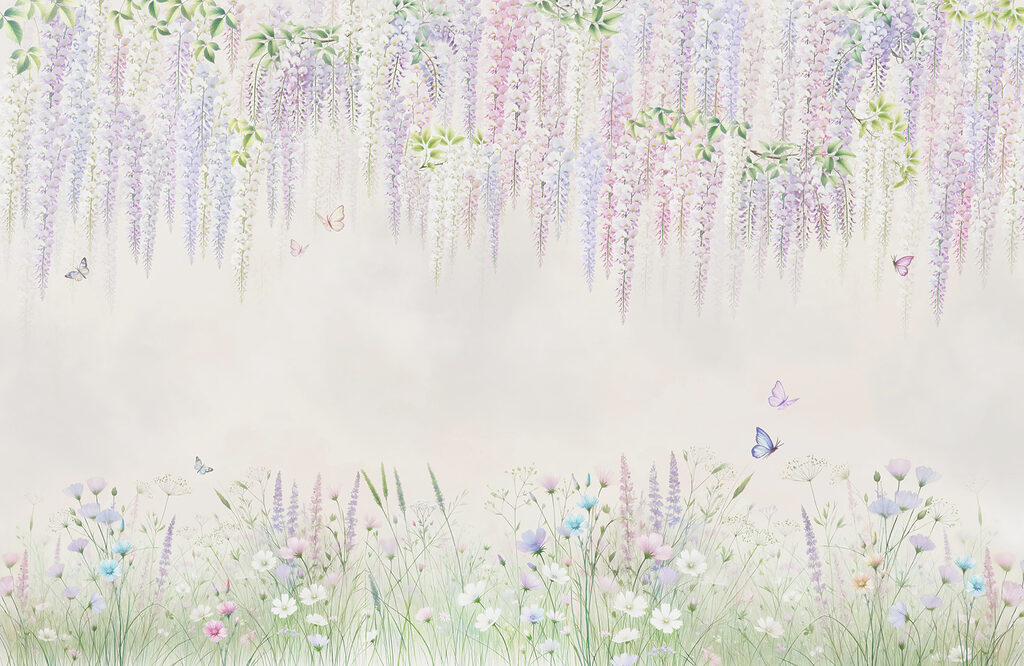 Painting of flowers and butterflies