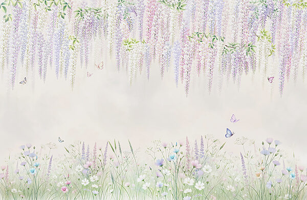 Painting of flowers and butterflies