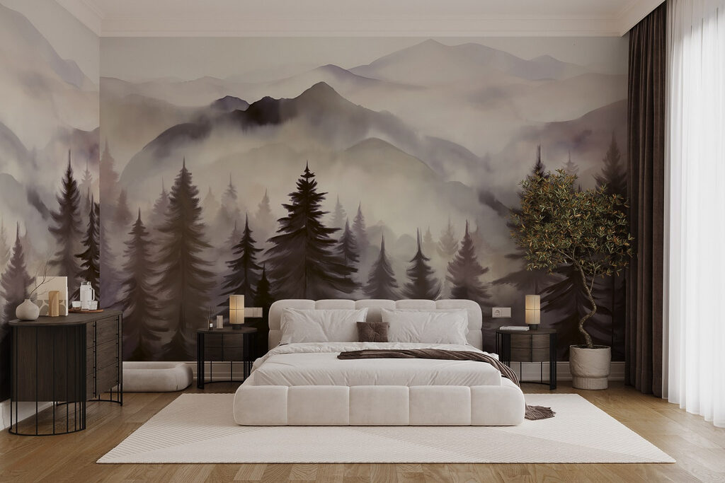 Landscape of mountains and trees Landscape of mountains and trees