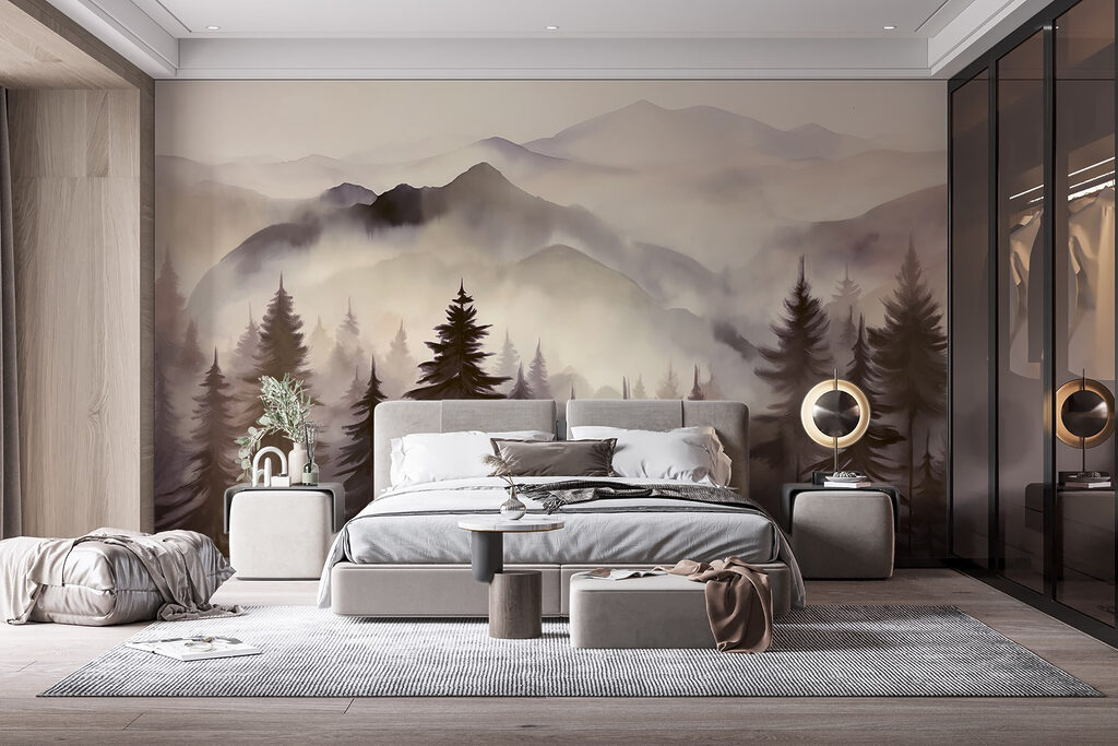 Landscape of mountains and trees Landscape of mountains and trees