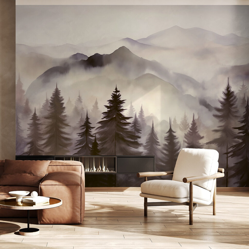 Landscape of mountains and trees Landscape of mountains and trees