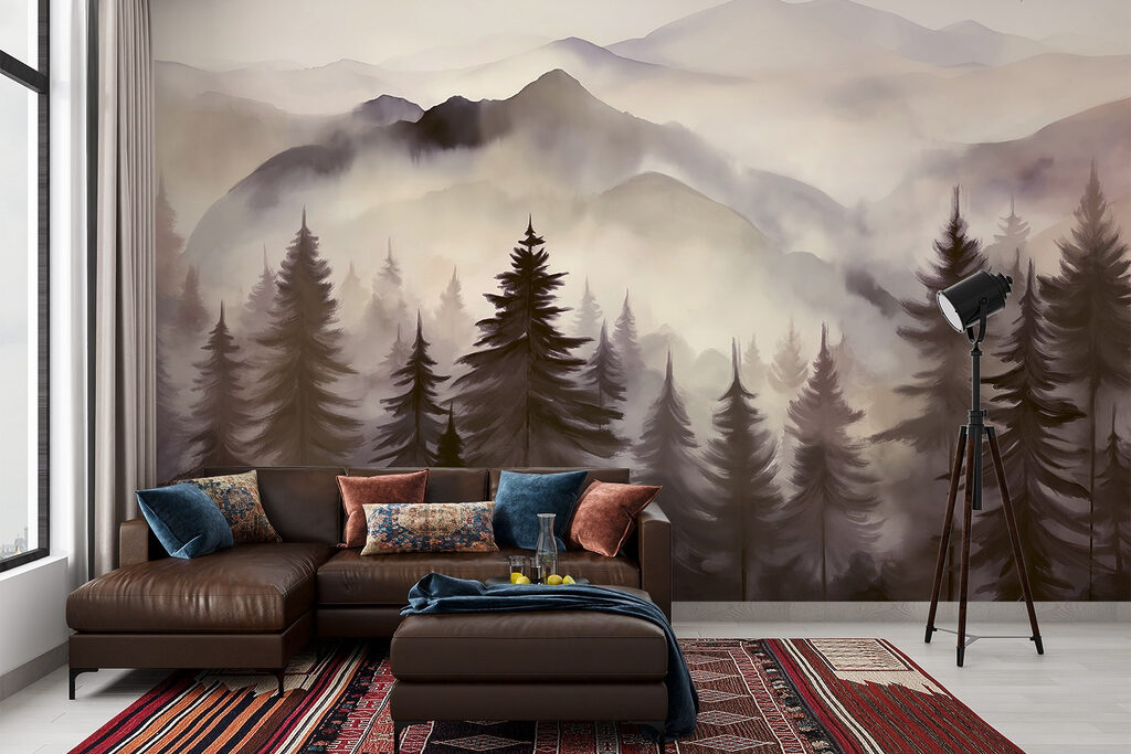 Landscape of mountains and trees Landscape of mountains and trees