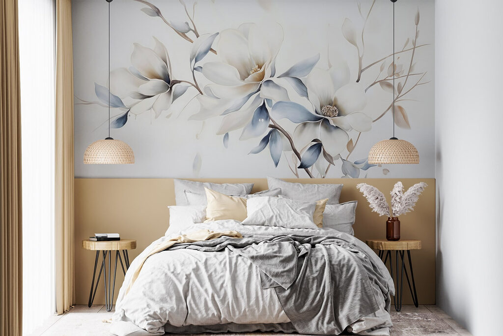 Painting of flowers on a white background Painting of flowers on a white background