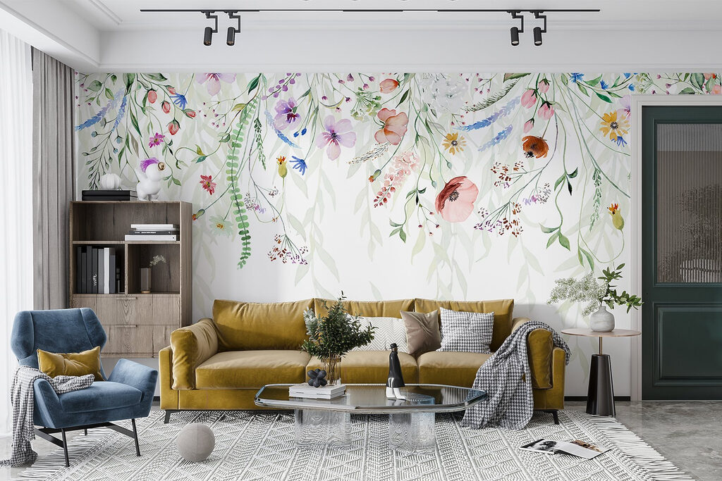 Watercolor painting of flowers and leaves Watercolor painting of flowers and leaves