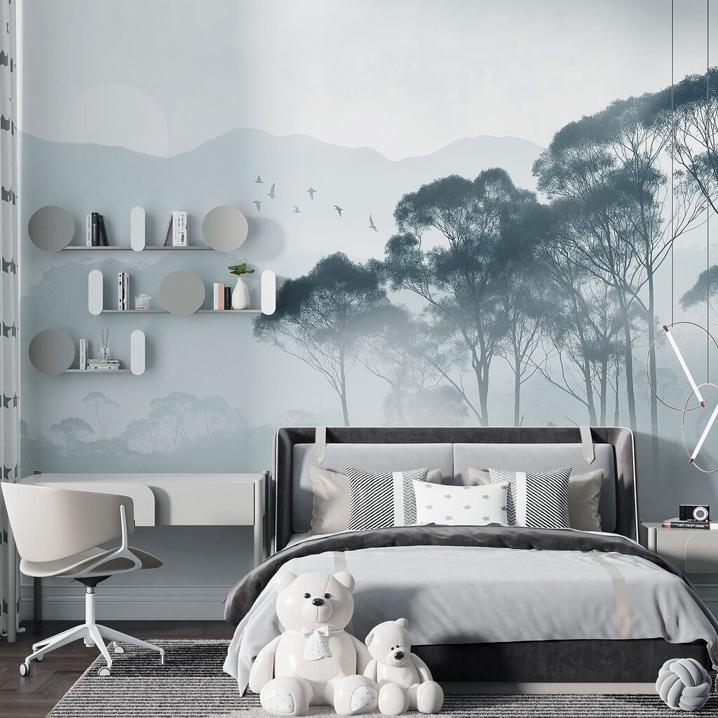 Group of trees in fog Group of trees in fog