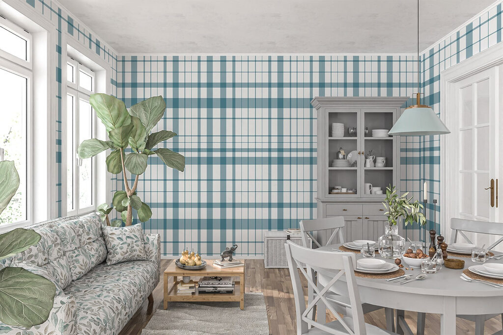 Blue and white plaid
