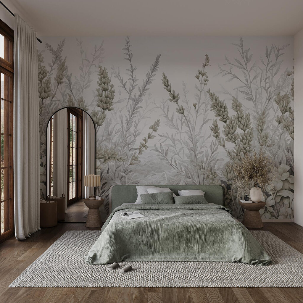 Serene botanical garden in soft hues