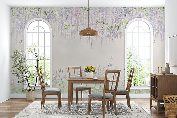 Painting of flowers and butterflies