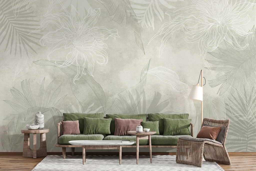 White and grey floral pattern