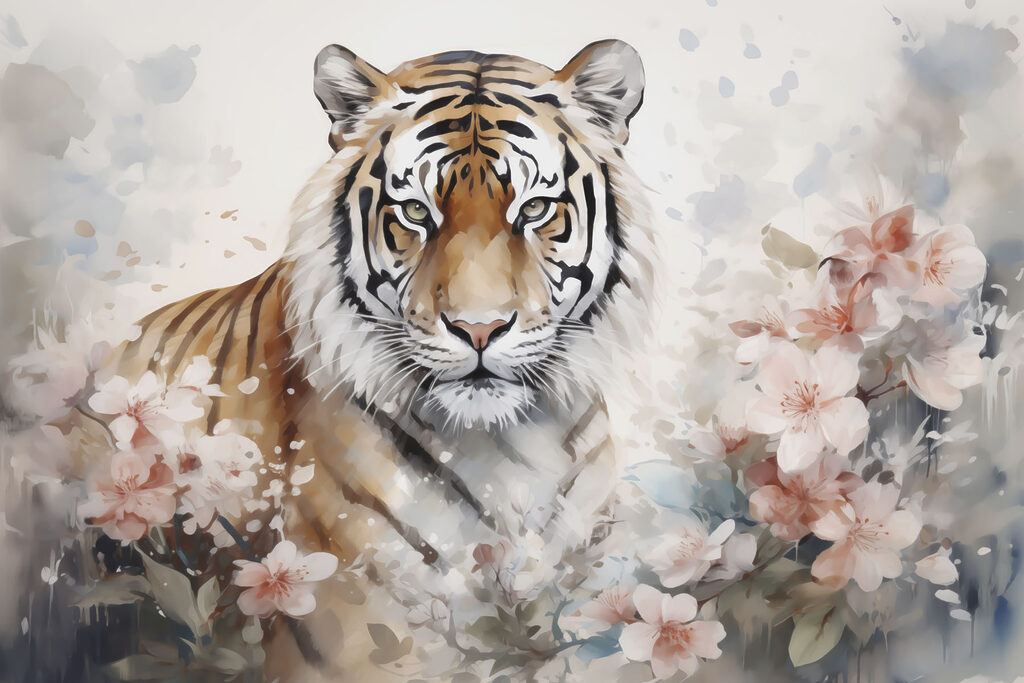 Tigris egy virágos kertben Tigris egy virágos kertben