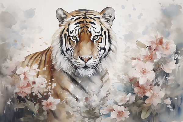 Tigris egy virágos kertben Tigris egy virágos kertben
